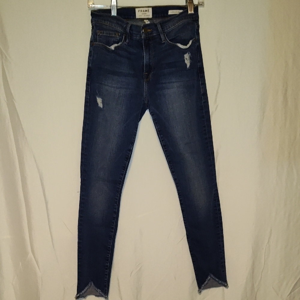 Frame Denim Women's Dark Blue Skinny Jeans Le Skinny De Jeanne Size 28